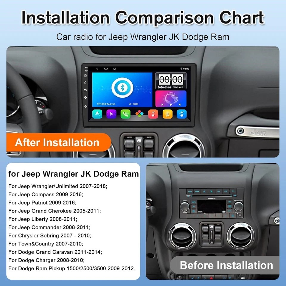 For Jeep Wrangler 2007-2017 Android 15 Car Radio Stereo Touch Screen Carplay GPS