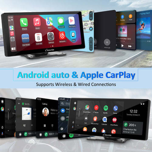 CARPURIDE W103 Portable Car Stereo Wireless Apple Carplay Android Auto Bluetooth