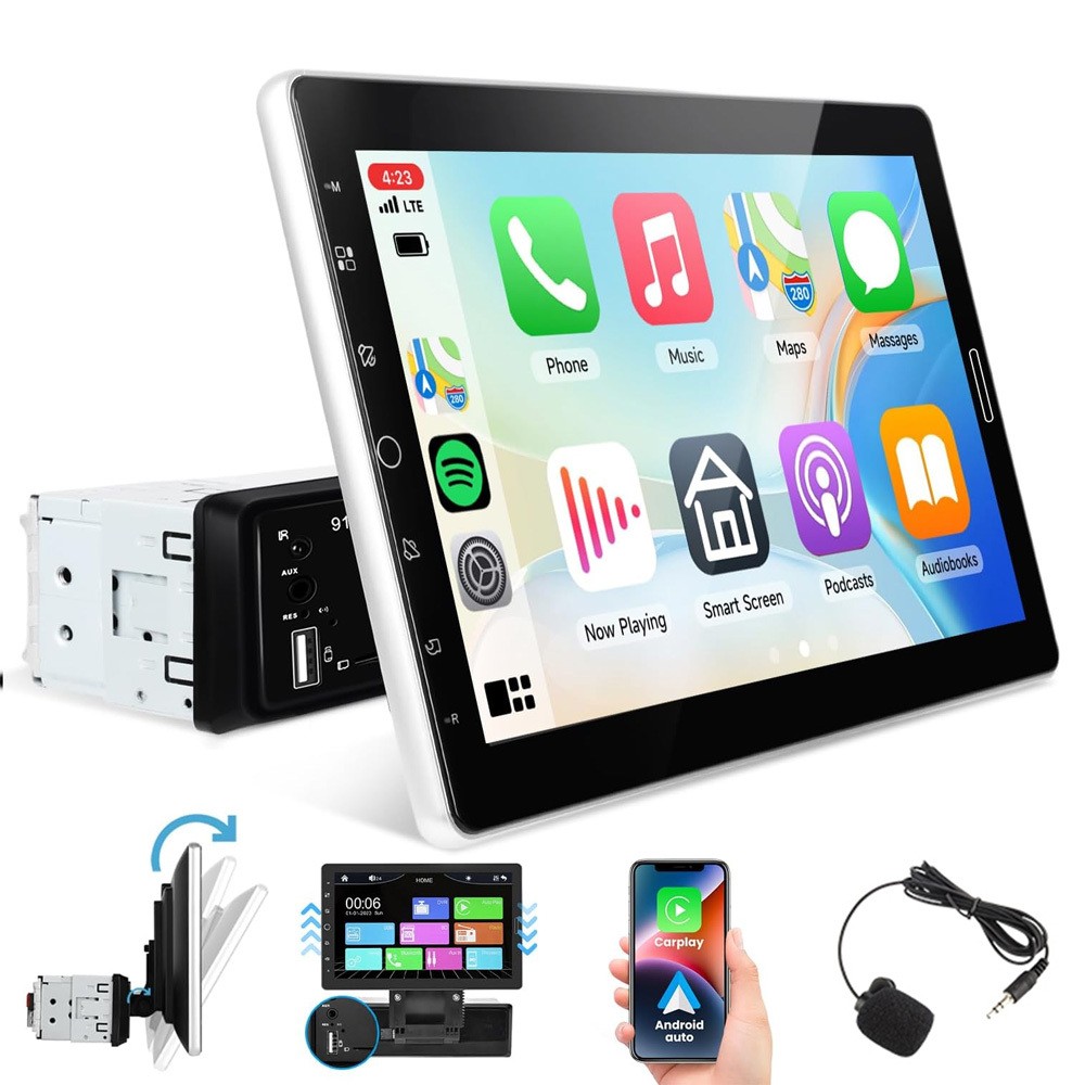 10.1″ Car Stereo Radio Single 1Din Rotatable Touch Screen Bluetooth MP5 Carplay