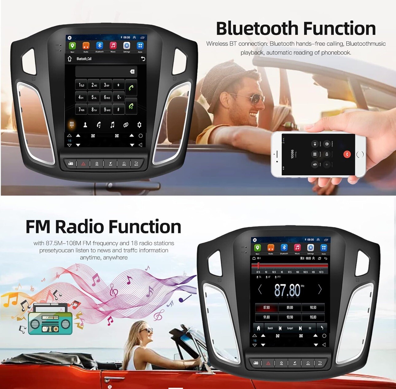 9.7″ 4+64G Android 13.0 Car Radio Stereo GPS Navi WIFI For Ford Focus 2012-2018