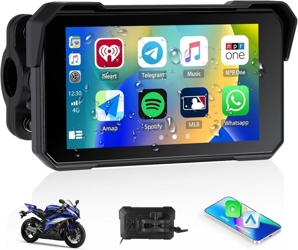 5″ Motorcycle Wireless Portable Apple Carplay Android Auto Car Stereo Waterproof