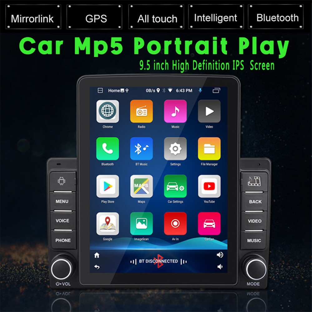 9.5″ 2 Din Touch Vertical Screen BT/FM/GPS Android 9 Car Radio 4Core MP5 Player