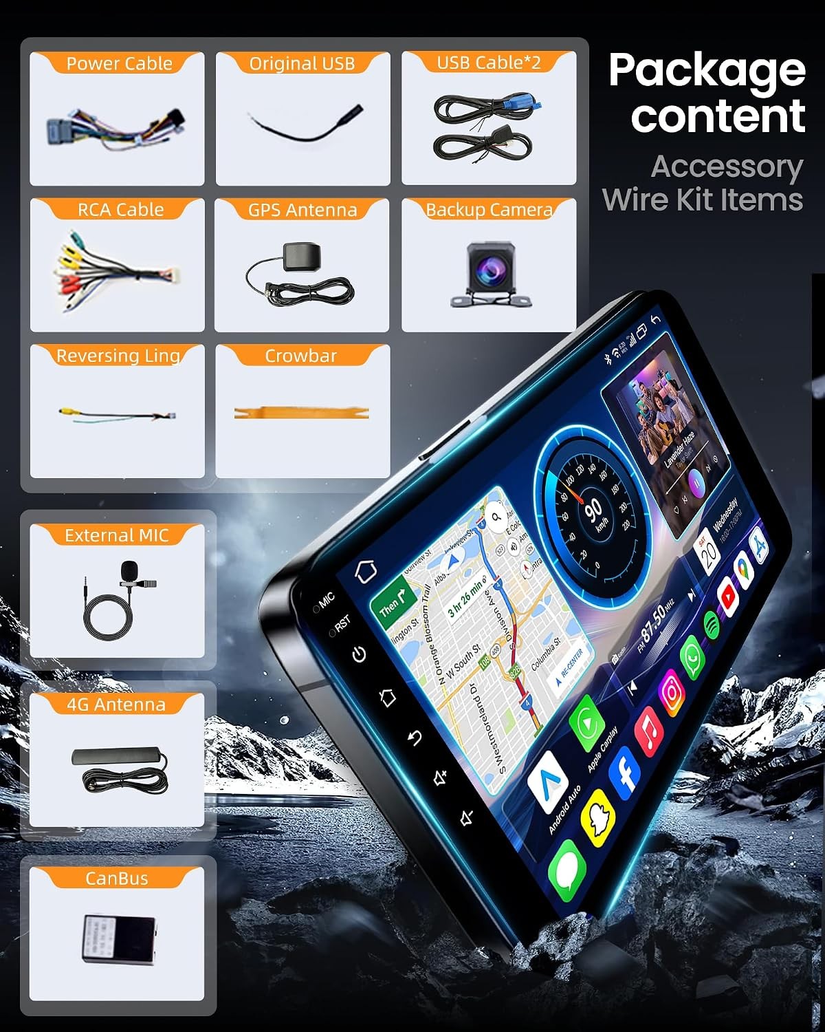 9″ Touch Wireless Carplay Android Stereo for 2015-2019 Ford Transit 150 250 350