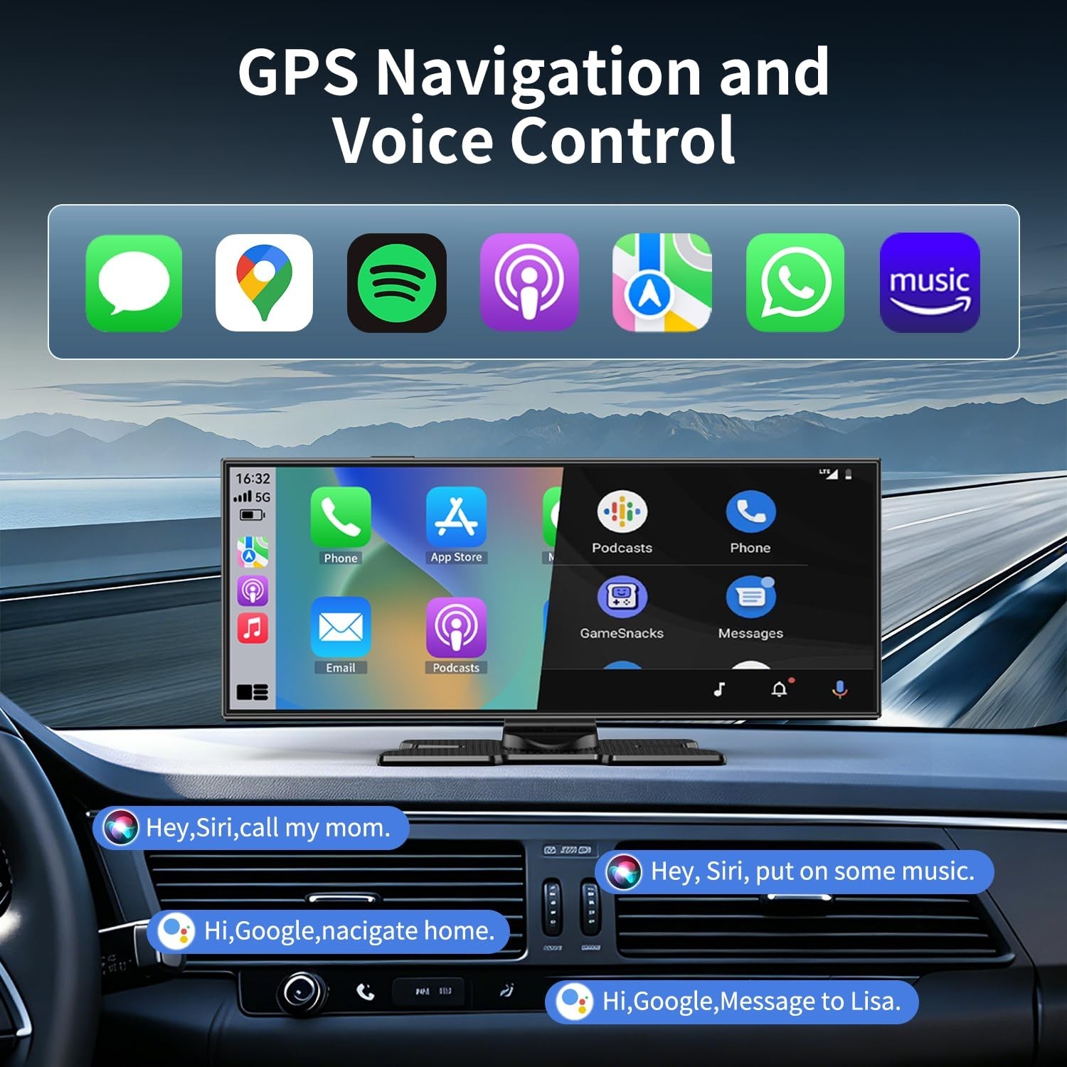 11.5” Wireless CarPlay & Android Auto Touch Screen, 1080p, GPS, Bluetooth, Backu