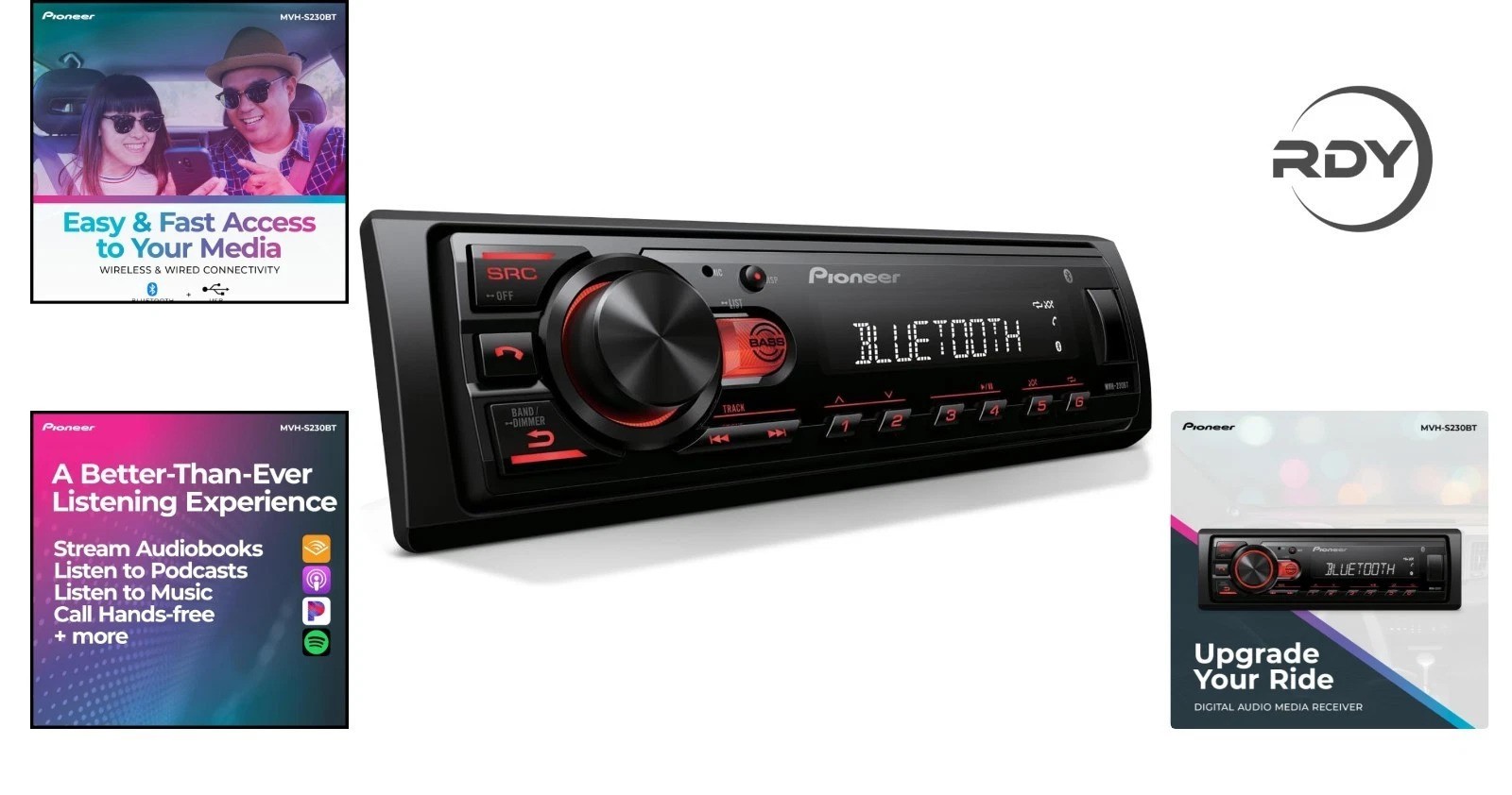 High-Quality 1-Din Digital Receiver – Bluetooth, USB Play, 50W x 4, Compact Size