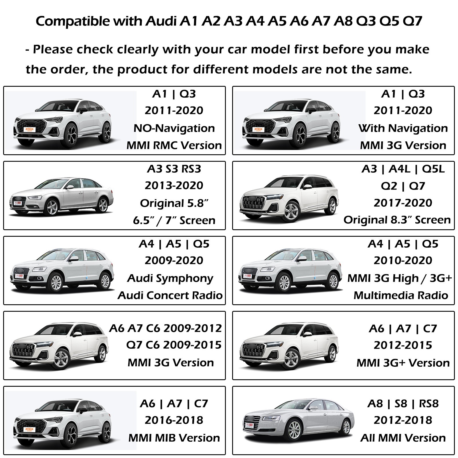 Wireless CarPlay Android Auto + Rear Camera Retrofit Kit Fit for Audi 2010-2019
