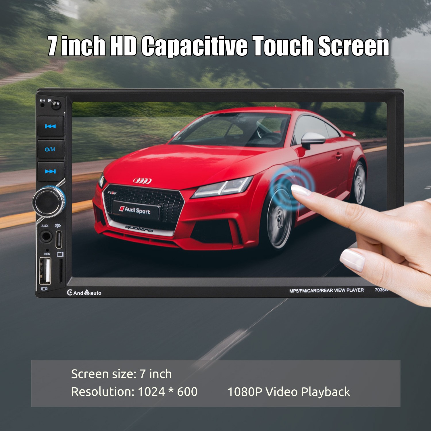 Single DIN Carplay Car Stereo Bluetooth Radio FM USB SD In-Dash Player AUX SD