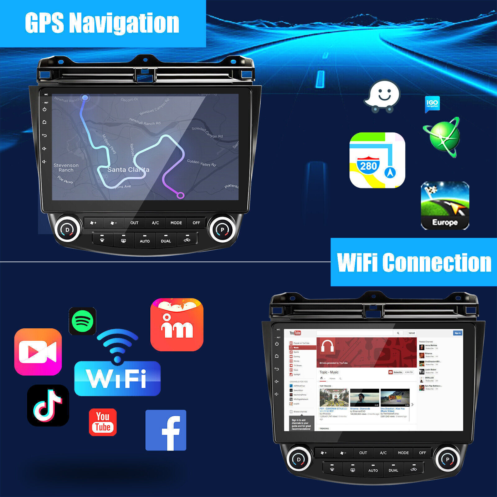 10″ For Honda Accord 7th 2003-2007 CarPlay Car Stereo Radio GPS Wifi Android 13