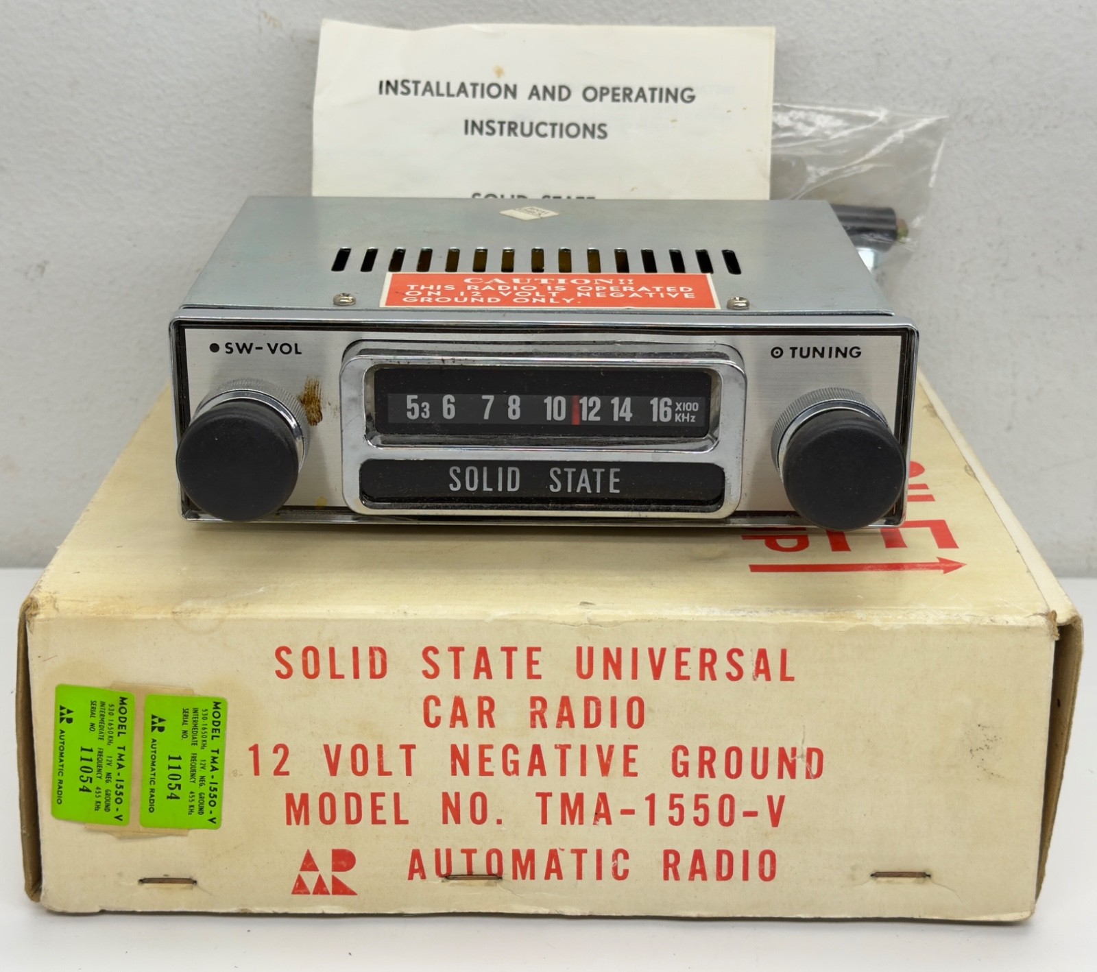 Vintage Automatic Car Radio TMA-1550-V Universal Solid State 12V Hong Kong READ