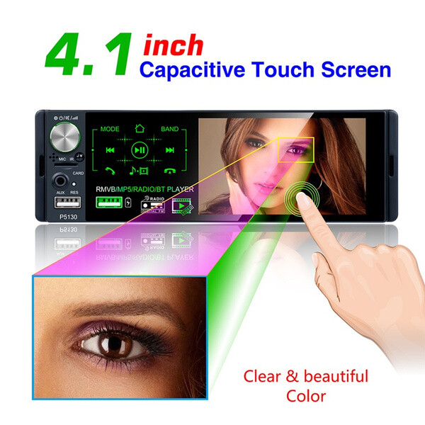 4.1inch HD Touch Screen Car 1 DIN MP5 Player FM AM RDS AUX USB w. 12 LED Camera