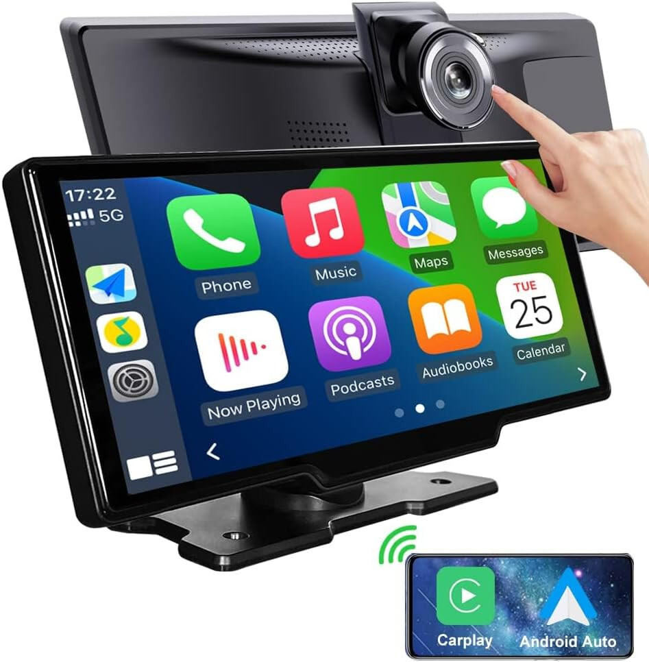 9.3″ Portable Car Radio with Dashcam, Wireless Carplay Car Stereo Android Auto