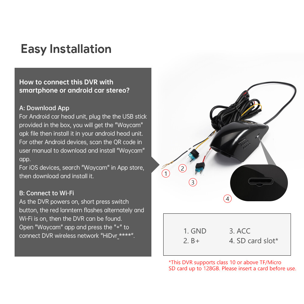 HD 140° Wide View Car WiFi DVR Dash Recorder CAM Rearview Camera 2K Video Play