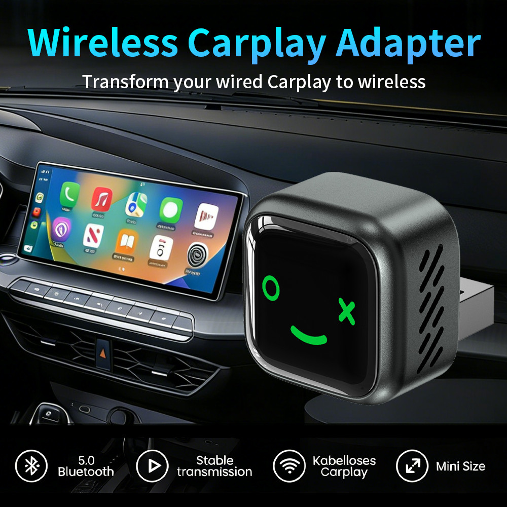 Wireless CarPlay Adapter for Apple iPhone & Android Auto USB Adapter Plug & Play