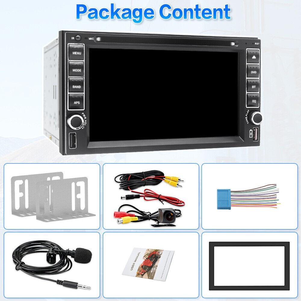 Double 2 Din 6.2″ Car Stereo DVD CD Player HD InDash BT Radio CarPlay GPS Camera