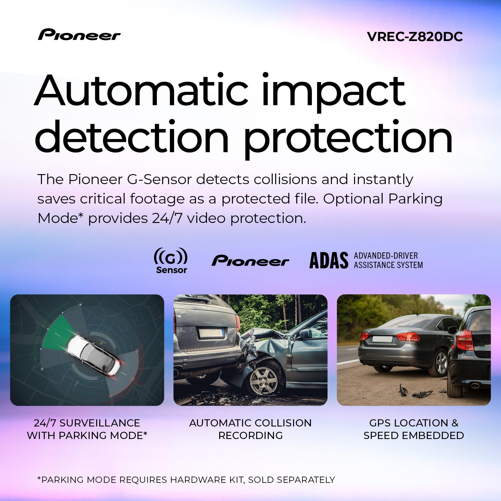 Pioneer VREC-Z820DC Dual Dash Cam Front and Rear Car Camera – Premium 4K Came…