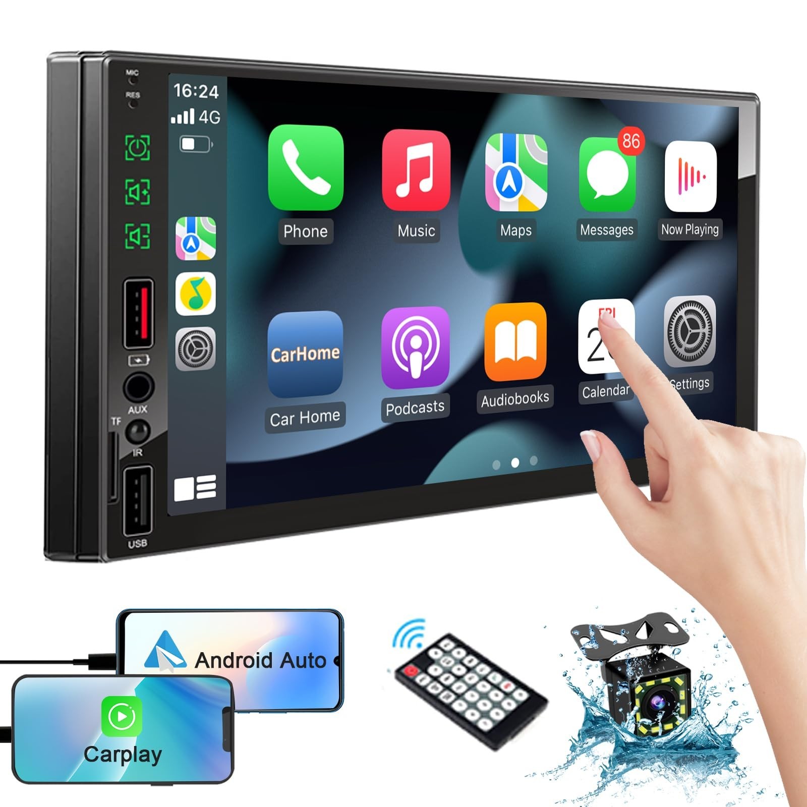 (Upgrade) Double Din Car Stereo Compatible with Apple Carplay & Android Auto,…