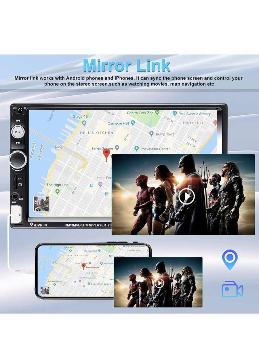 *PREMIUM* 7″ Car Radio Apple/Android Car Stereo 2 DIN, FM, BT, BACK UP CAMERA