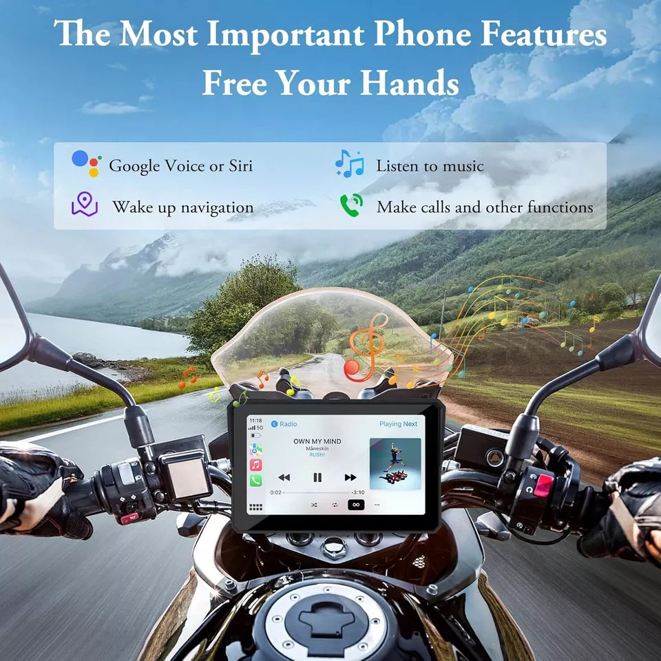 WHIXO W702 Moto Carplay Android Auto Waterproof Touchscreen Dual Bluetooth