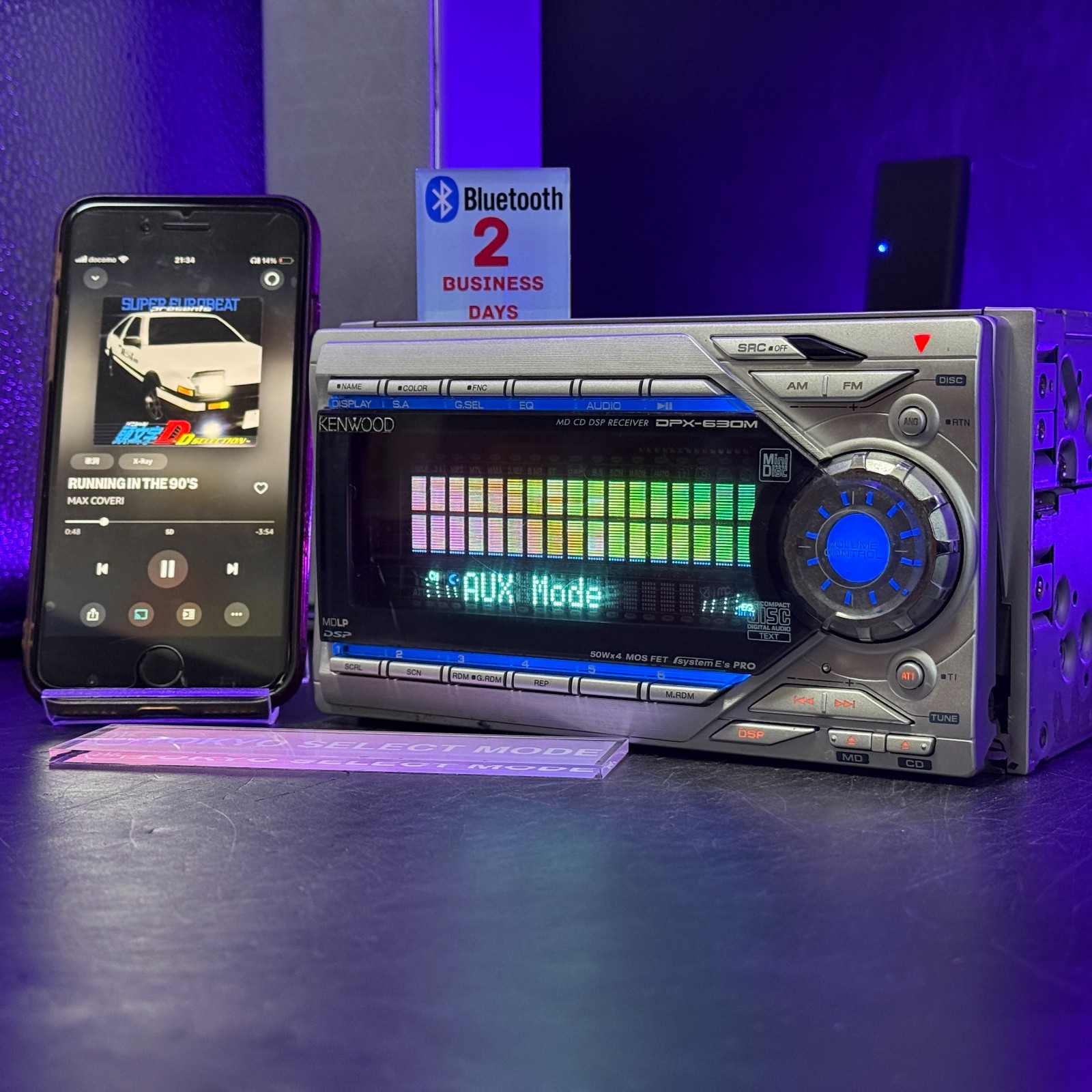 KENWOOD DPX-630M Car Audio 2DIN CD MD Added Bluetooth JDM DSP Tested In Stock