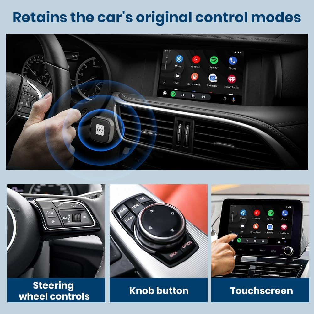 Mini 2-In-1 Wireless Carplay & Android Auto Adapter for Ios 10+ & Android 11+, P