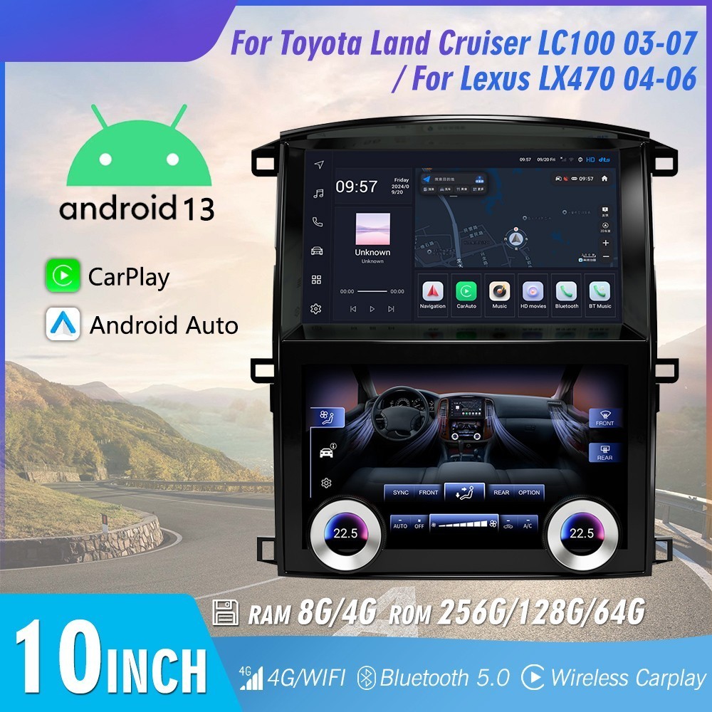 10″ Android Car Radio Carplay Screen For Toyota Land Cruiser 2002-07 Lexus LX470