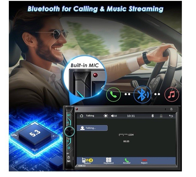 Double Din CarPlay Multimedia System: 7 Inch Touchscreen Car Stereo Receiver