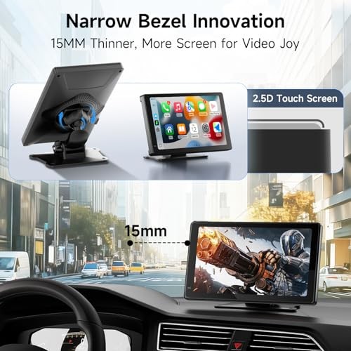 7-Inch Portable Car Display Stereo, Wireless CarPlay & Android Auto, 2.5D