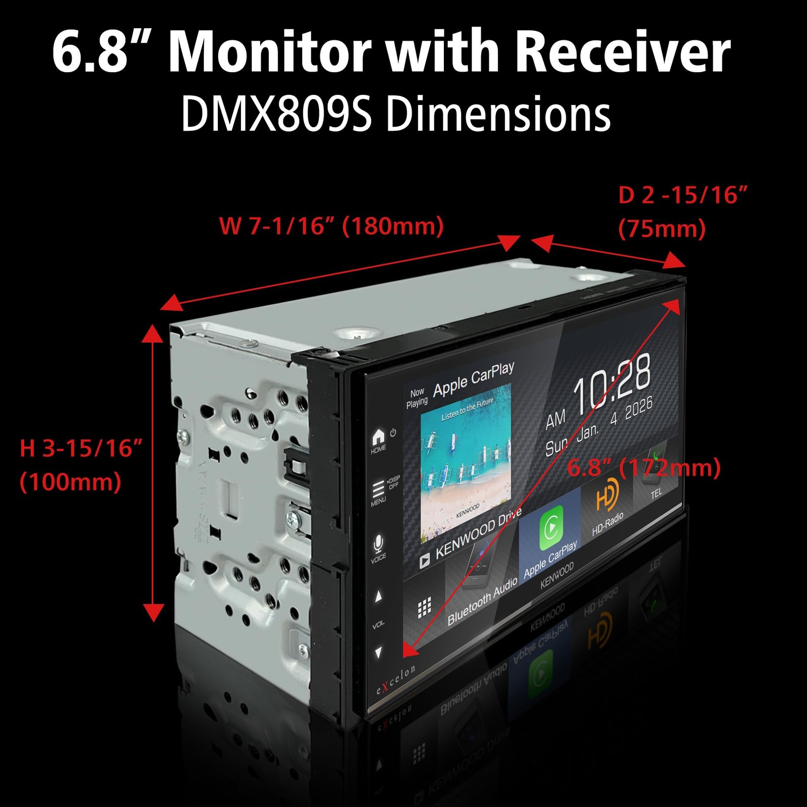 KENWOOD DMX809S eXcelon 6.95-Inch Capacitive 2.94 x 7.19 x 4.45 inches, Black