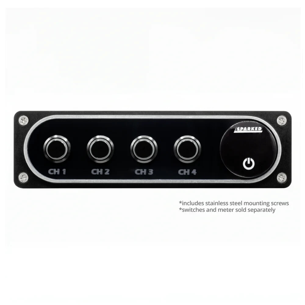 Illuminated Black Single DIN Aluminum Switch And Voltmeter COMPLETE Panel
