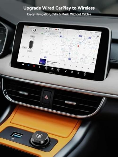 USB-C Wireless CarPlay & Android Auto Adapter with USB-A Converter, Gloss Black