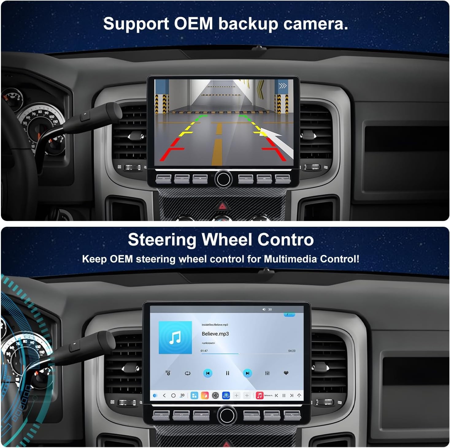 10.1″ 8Core 32GB 4G_LTE Android Auto Carplay for 2013-2018 Dodge RAM 1500-3500