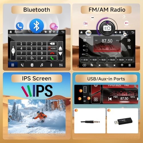 9 Inch Wireless Carplay Single Din Car Stereo Android Auto, Bluetooth IPS