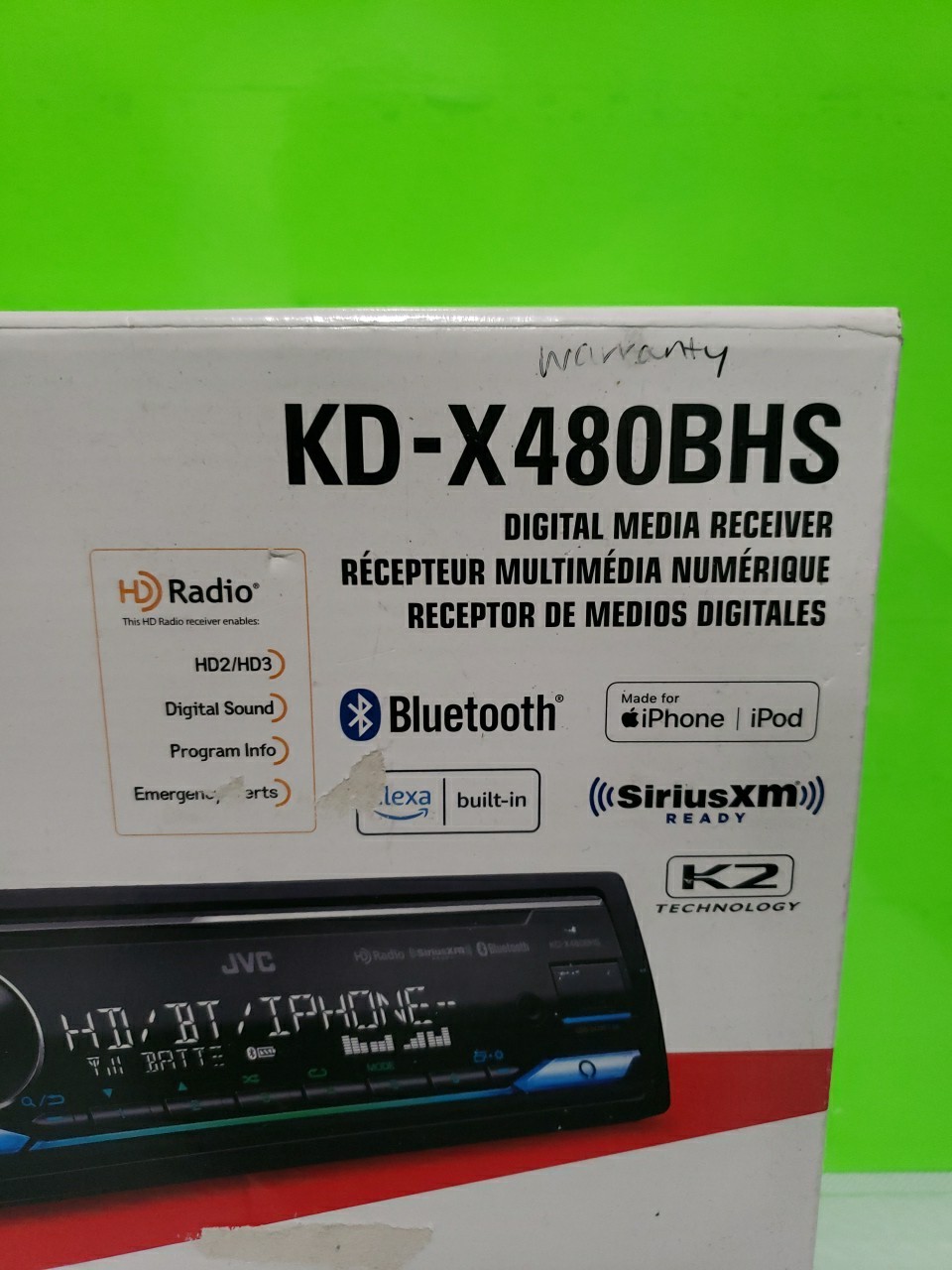 JVC KD-X480BHS Digital Media Receiver Bluetooth, USB HD Radio, SiriusXM Open Box
