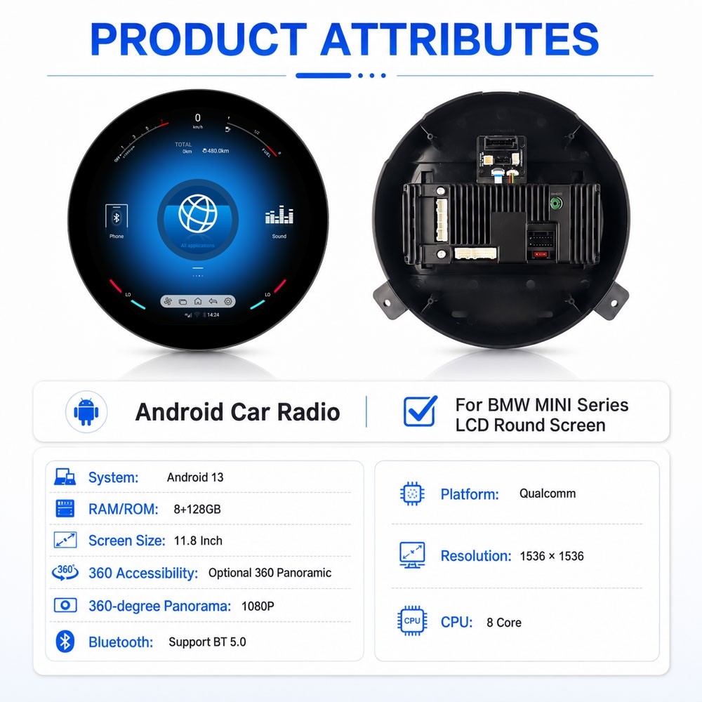 Android For BMW Mini Cooper R56 R60 2007-2014 Car Multimedia Video Player 11.8″