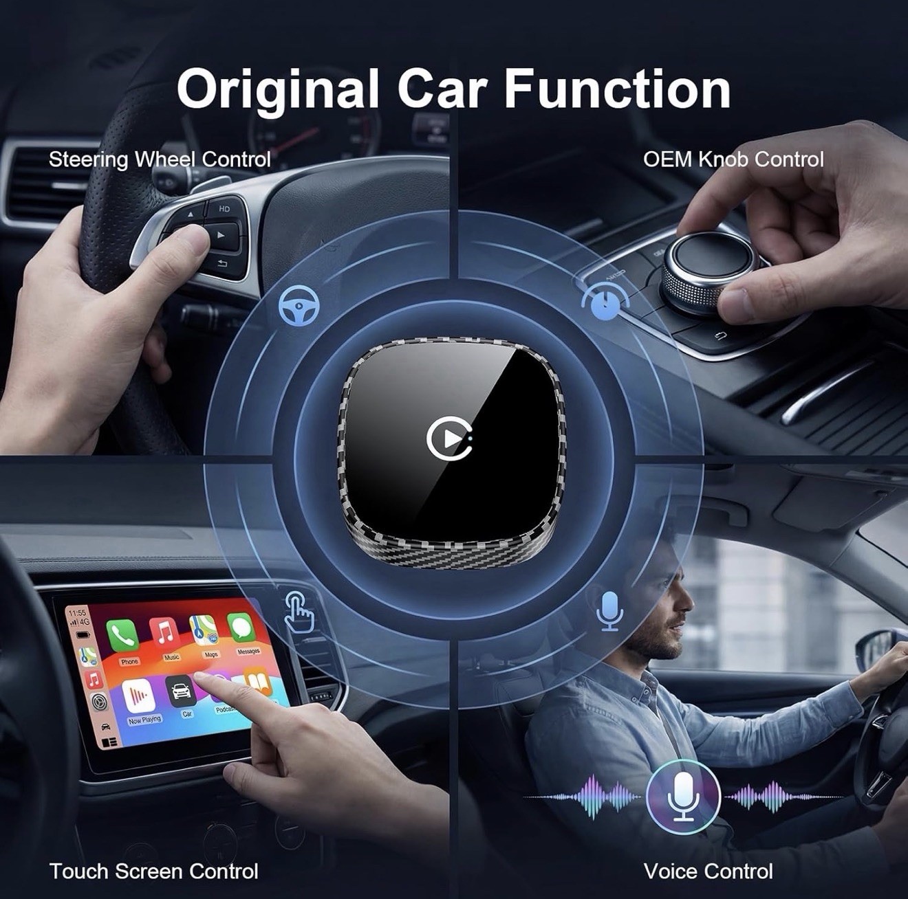 Adaptador Inalámbrico Carplay, Para Apple Iphone Y Android. Bluetooth Y Wi-Fi.