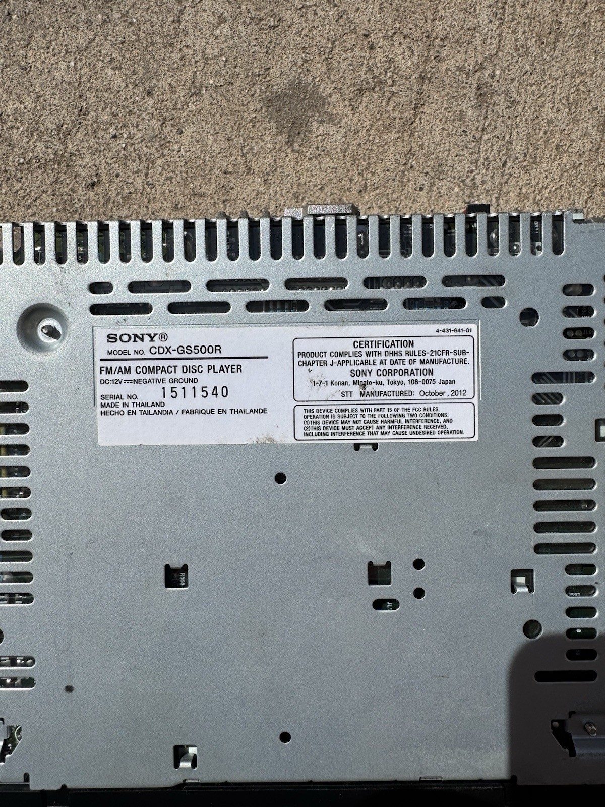 Sony Aftermarket Single Din Head Unit – CDX-GS500R