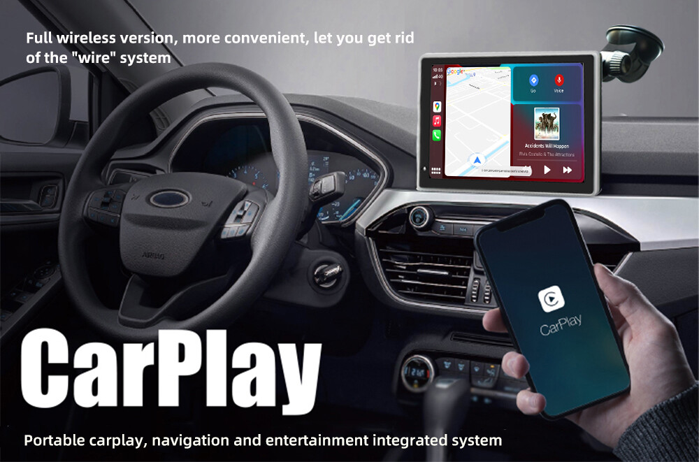 7″ Touch Screen Portable Wireless Apple CarPlay Android Auto Car Radio Stereo