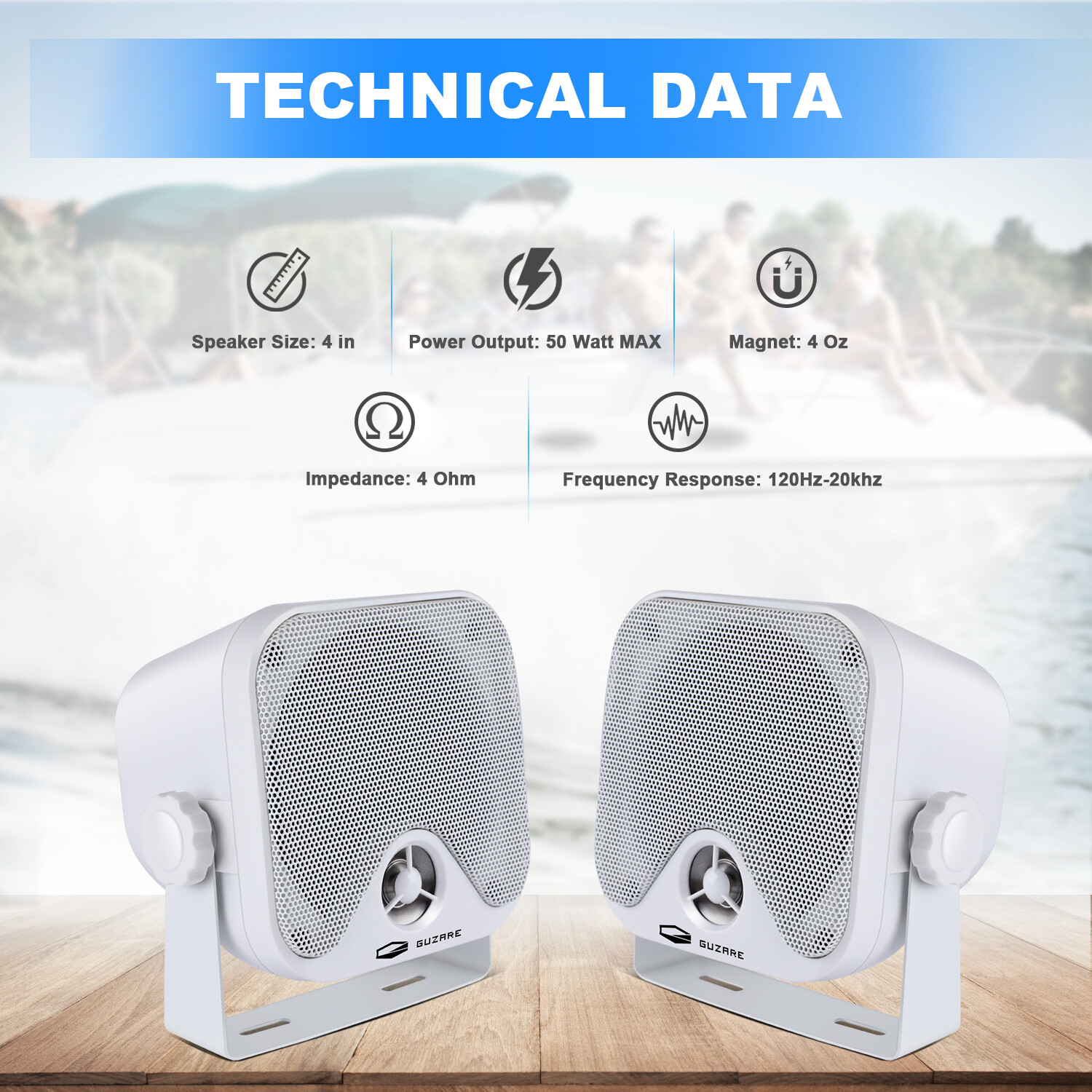 Marine Waterproof Radio Digital Media Audio Package w/ Bluetooth/AUX/USB