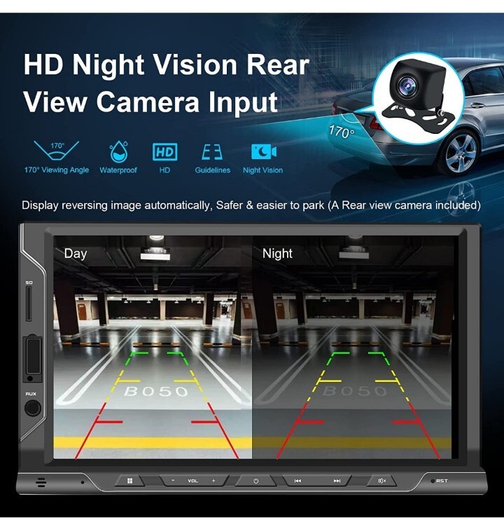 New Nanoo Bluetooth 5.2 Double Din Car Stereo with Apple CarPlay Android 7″