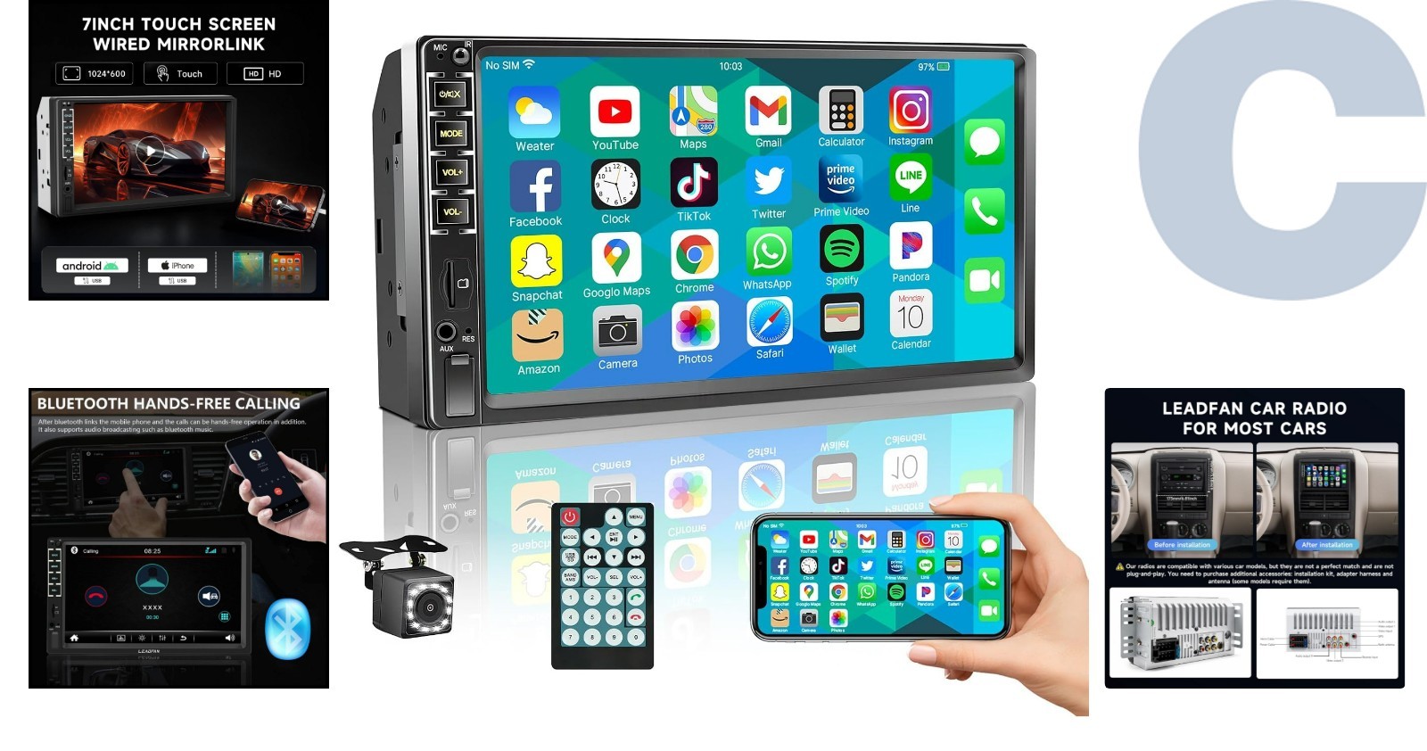 High-Resolution Car Stereo with Hands-Free Calling & Mirror Link Support