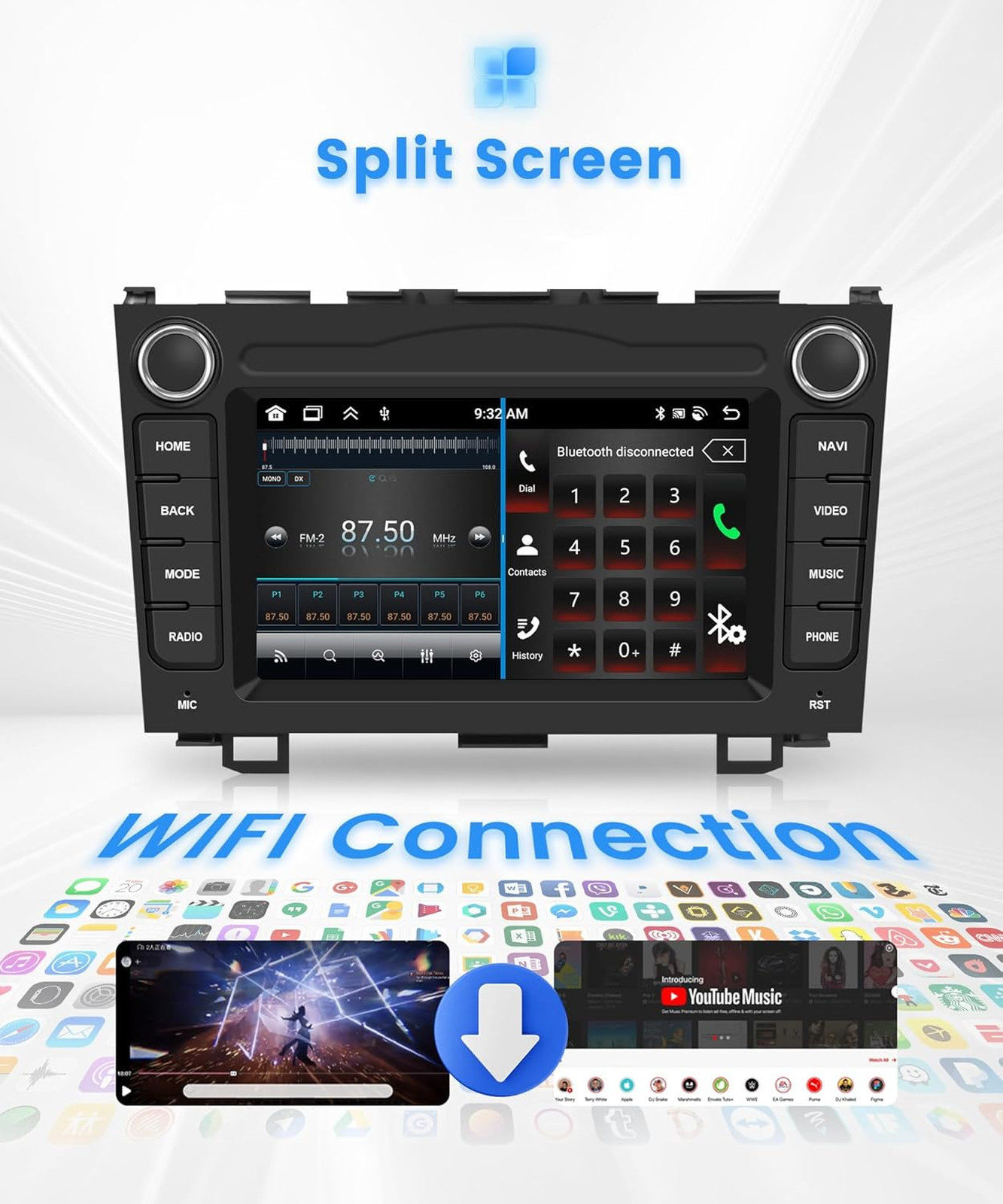 Android 13 Car Stereo for Honda CRV 2007 to 2011 7 Inch Touchscreen Radio 2GB