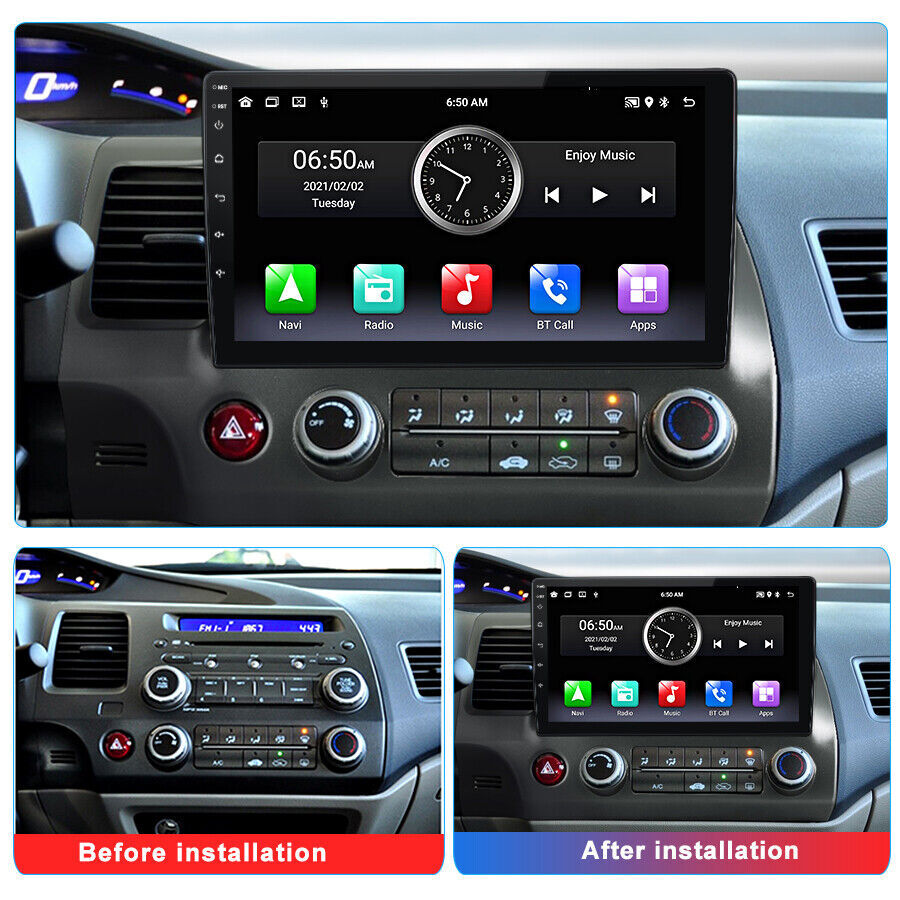 Car Stereo Radio GPS WiFi Android 12.0 Apple CarPlay For Honda Civic 2006-2011