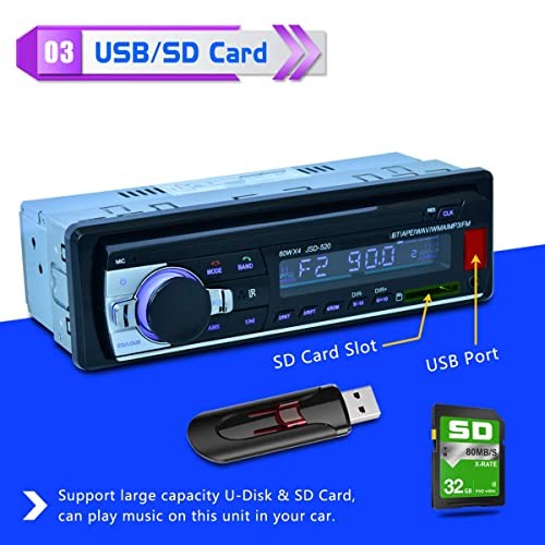 12V Car Stereo FM Radio MP3 Audio Player Built in Bluetooth Phone with USB SD