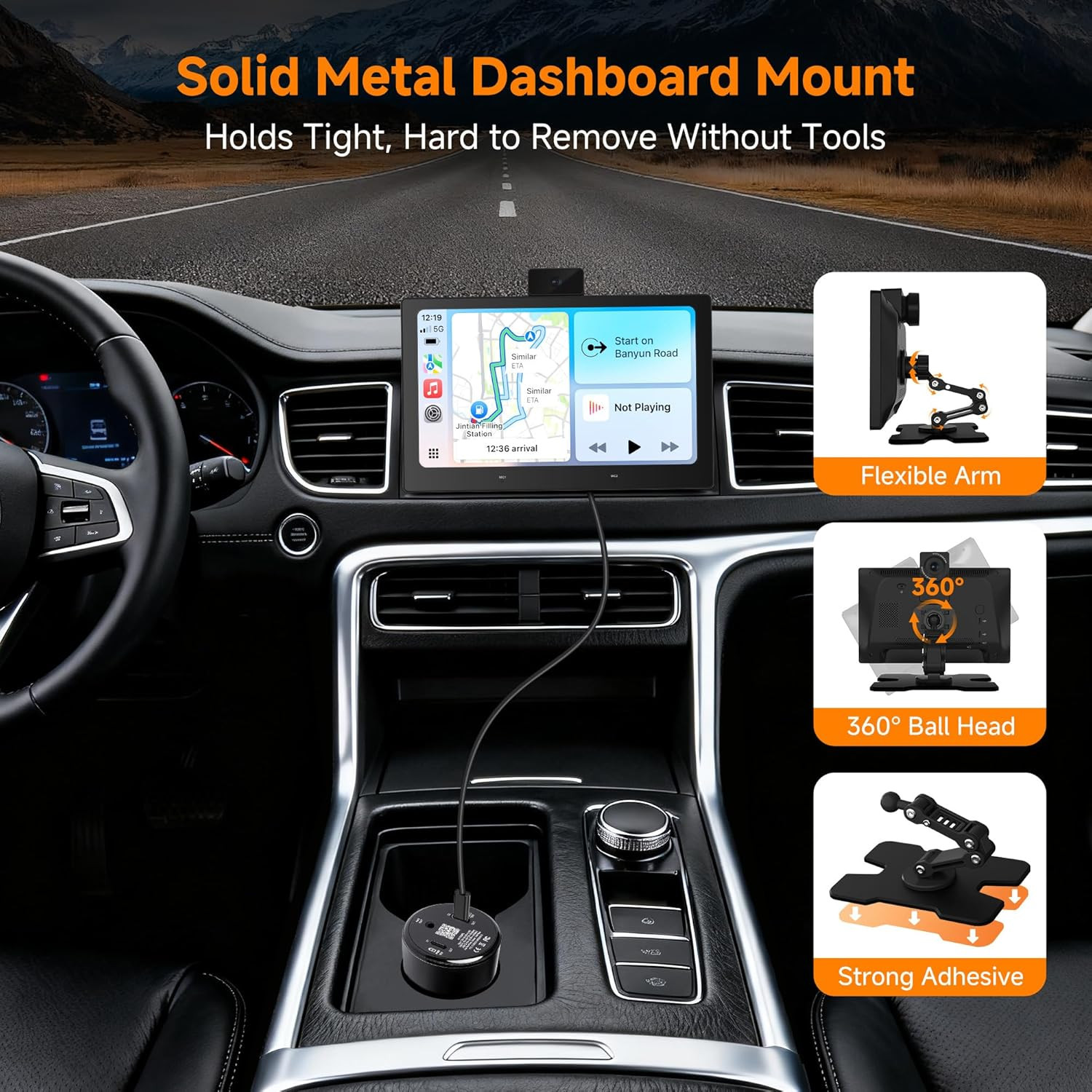 9″ Wireless Carplay Screen with Dash Cam, GPS, Bluetooth & Dual Wifi