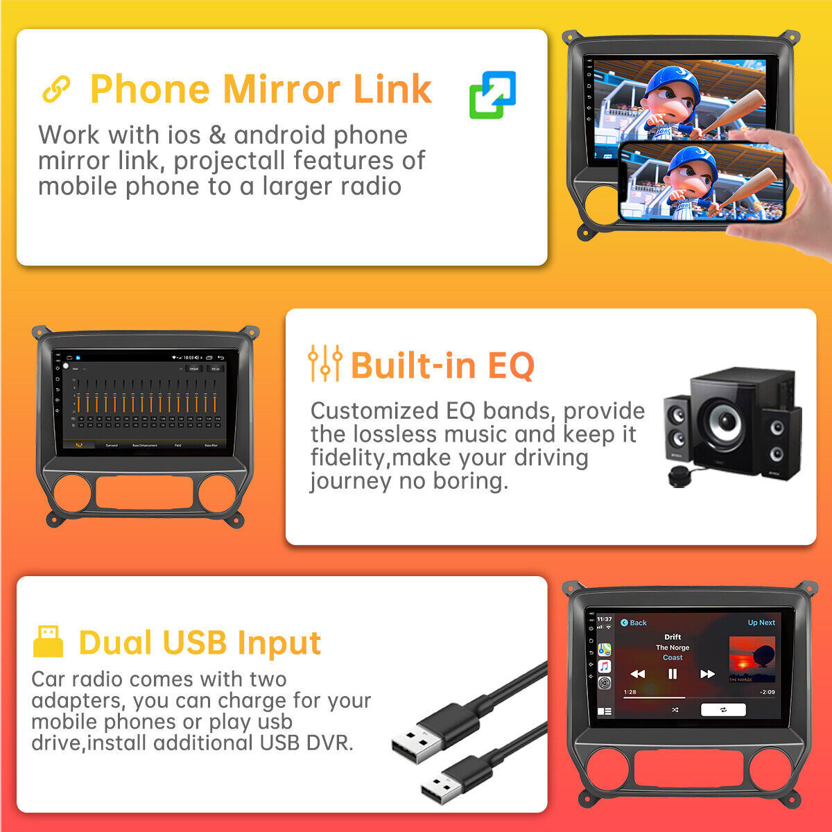 Android Car Stereo Radio CarPlay For Chevrolet Silverado GMC Sierra 2014-2018
