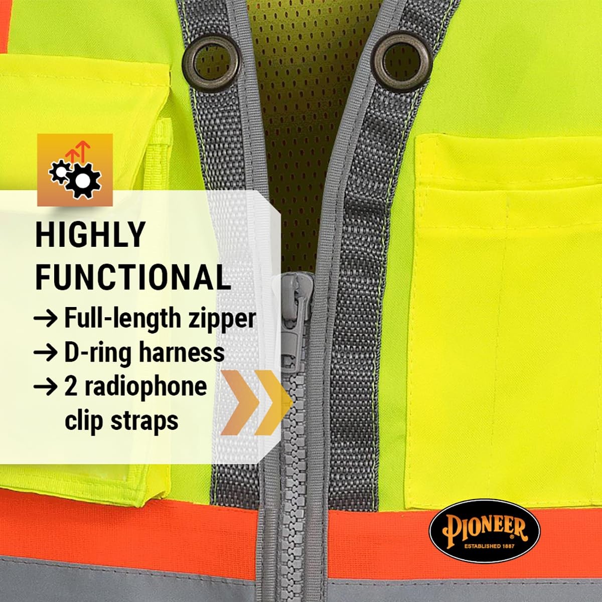 Safety Vest for Men – Hi Vis Reflective Neon, Cool Mesh Back Panel, 12 Pocket…