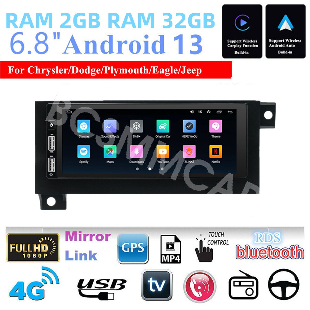 1 Din Car MP5 Player For Carplay GPS WiFi Fit For 1993-1998 Jeep Grand Cherokee
