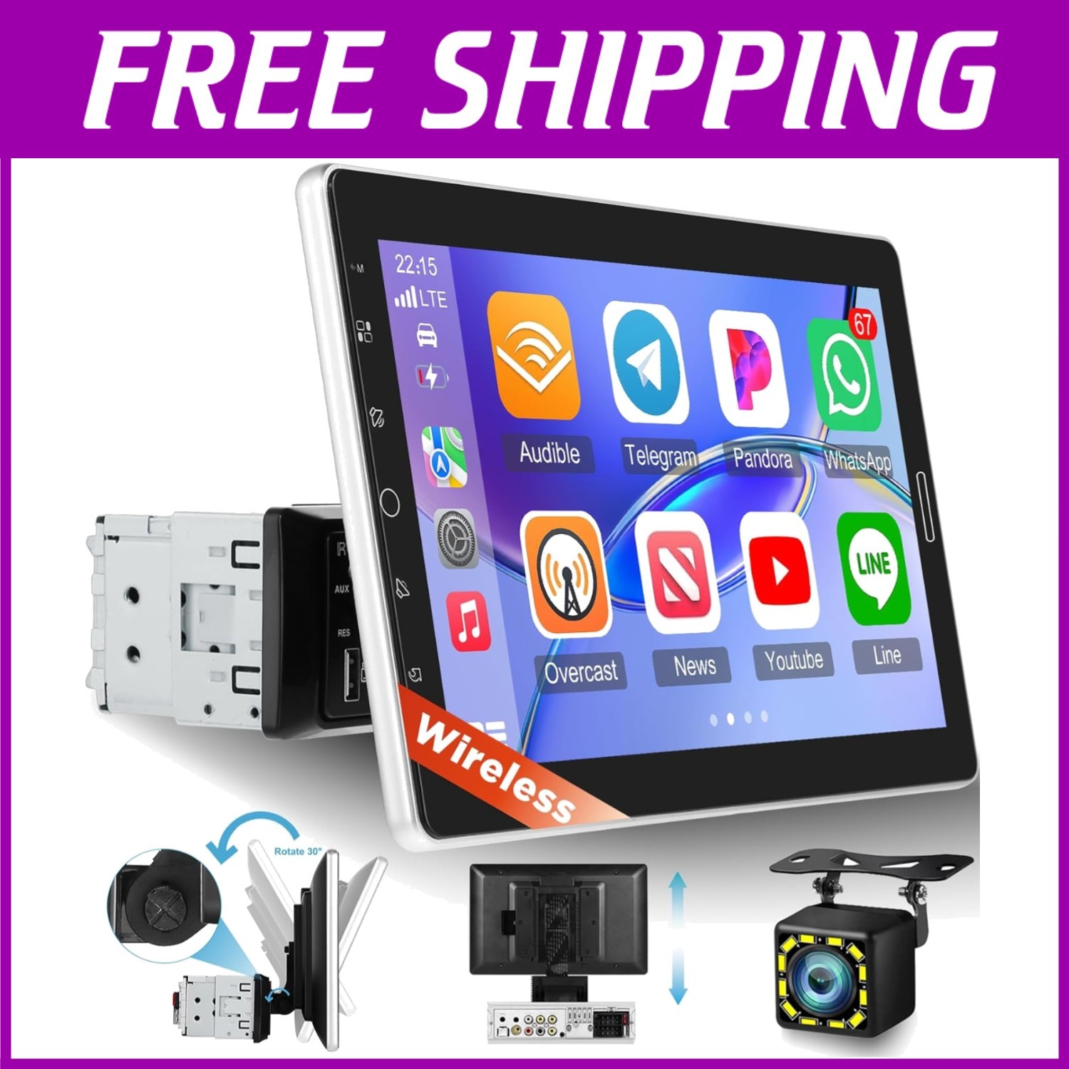 Touchscreen Car Radio with AM FM/YouTube/Bluetooth#