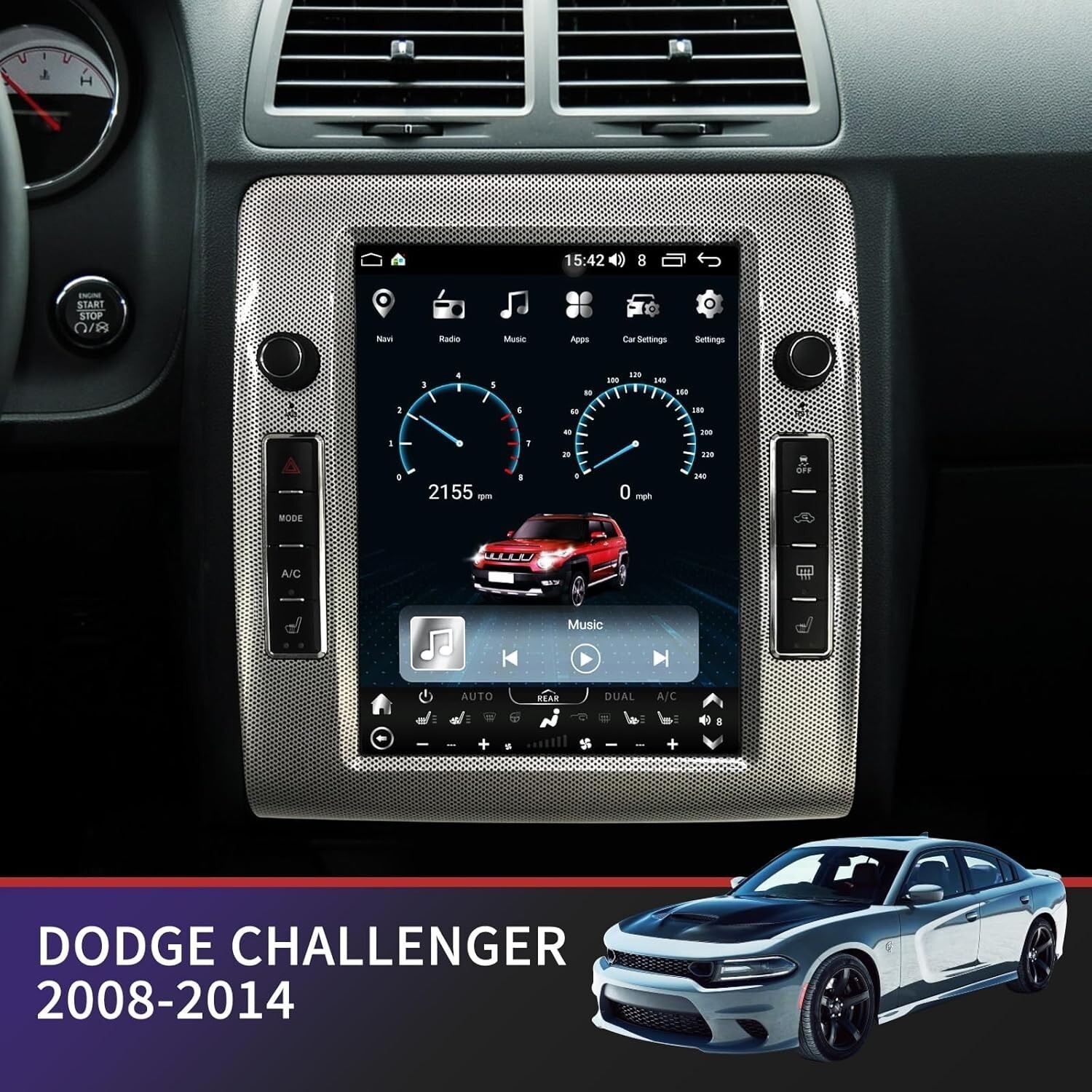 10.4″ 64GB Android Car Radio GPS Carplay Stereo For Dodge Challenger 2008~2014