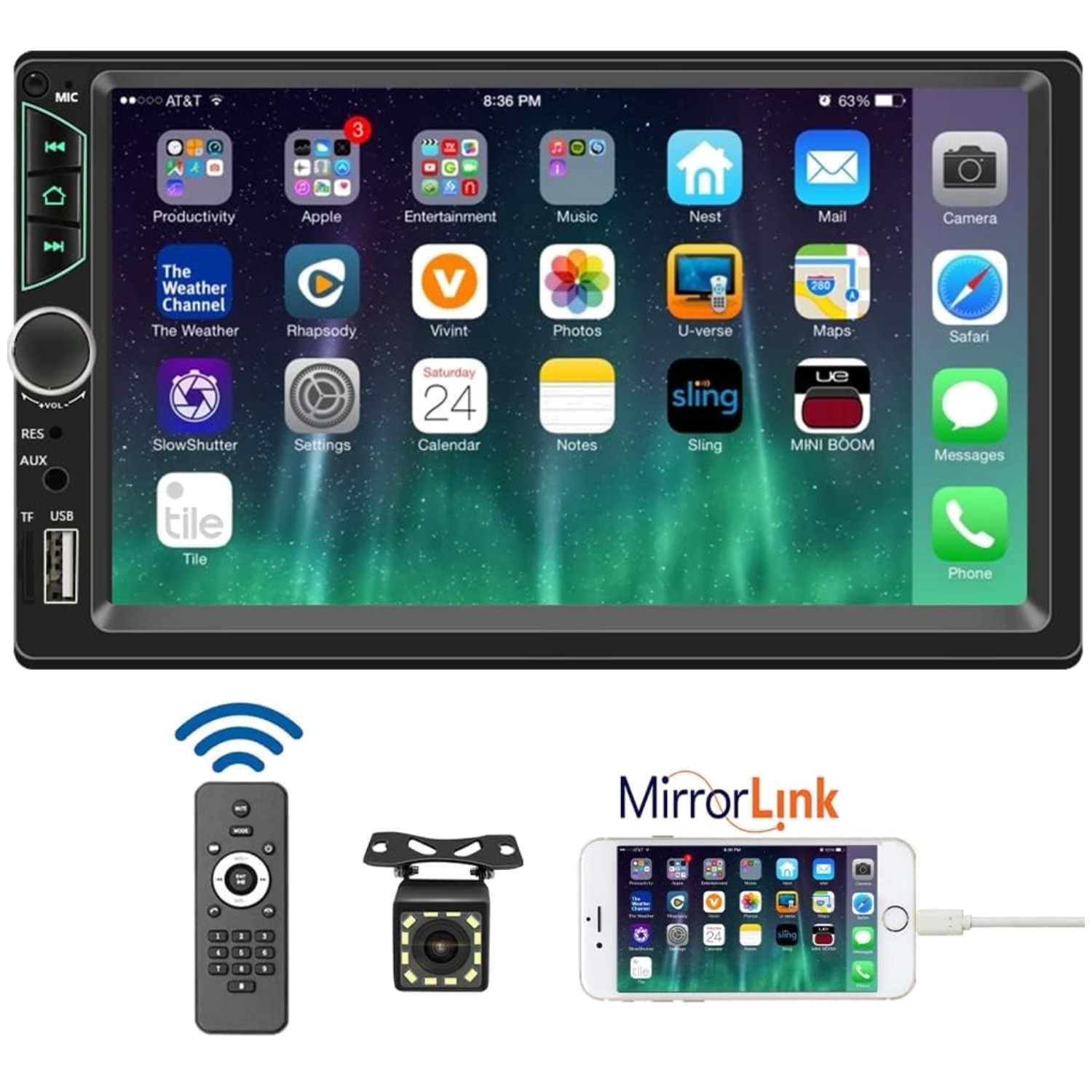 Touchscreen Car Stereo Double Din – Bluetooth, Backup Camera